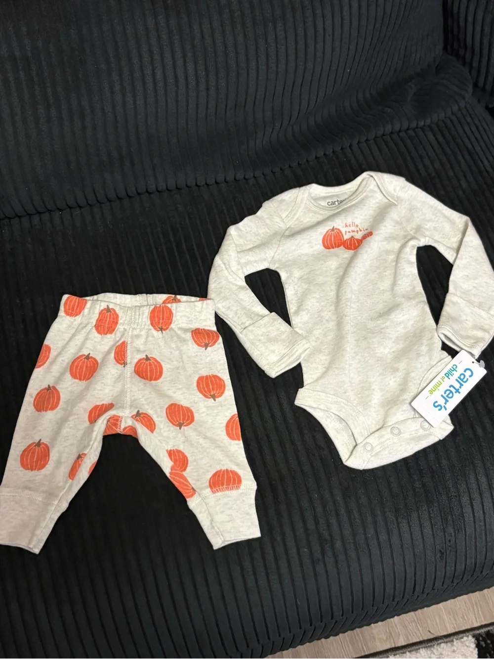 Carter's White Baby Set with Orange Pumpkin Print